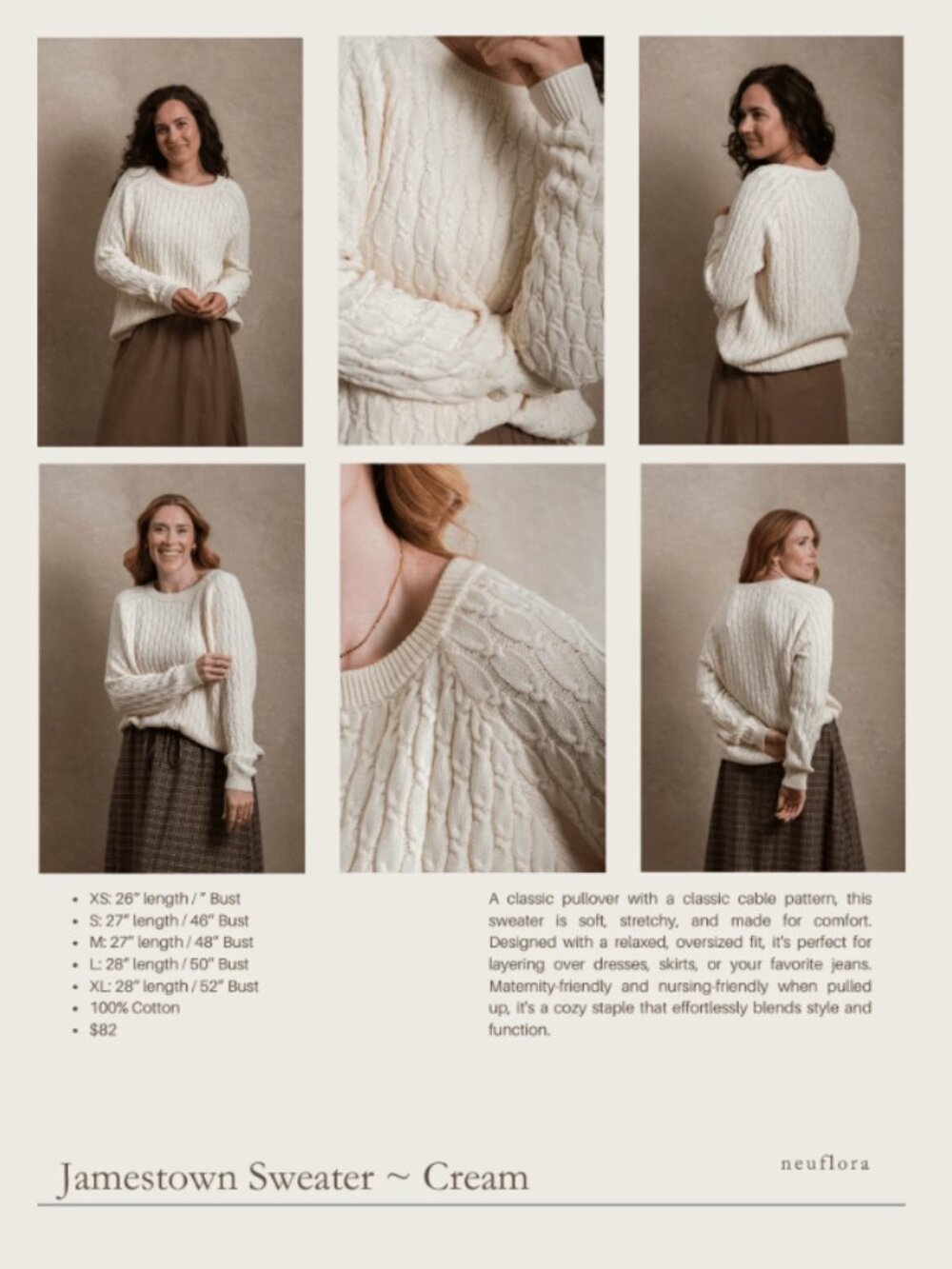 Neuflora Jamestown Sweater Cream XS